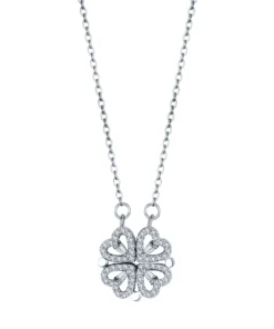 Silver Clover Hearts Necklace
